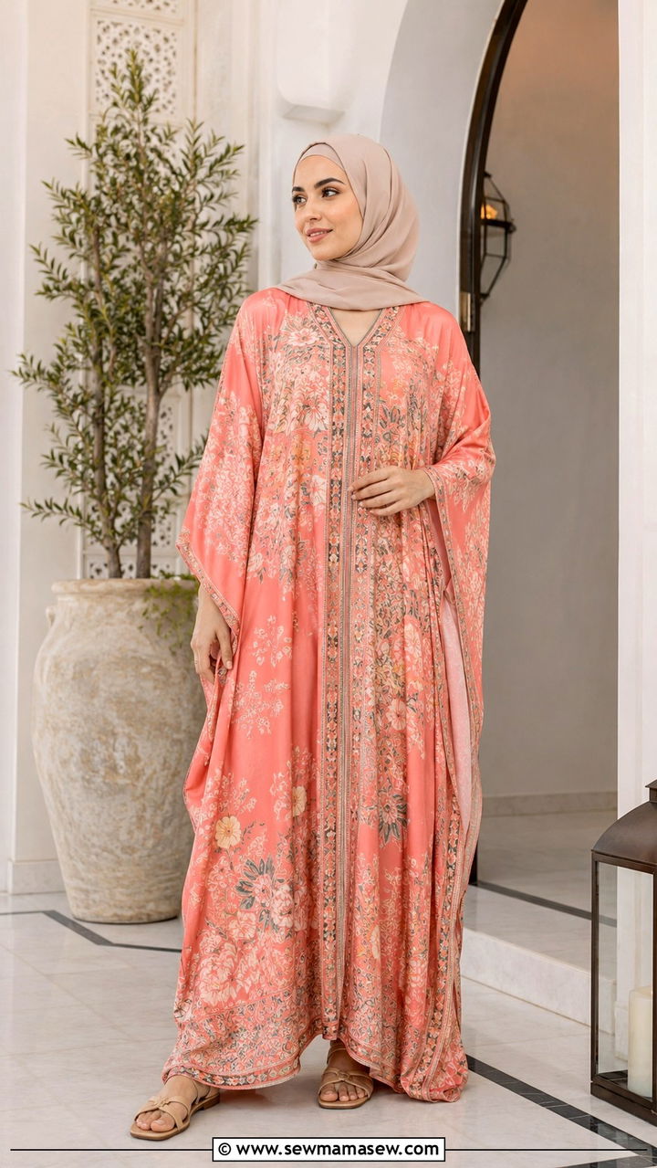 Printed kaftan for Ramadan evening - 30 Modest outfit ideas for Ramadan