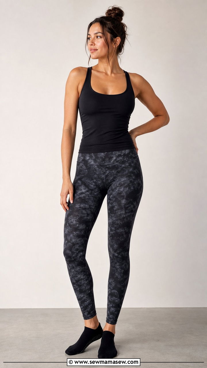 Printed leggings and a solid tank Solidcore - 25 Solidcore outfit ideas