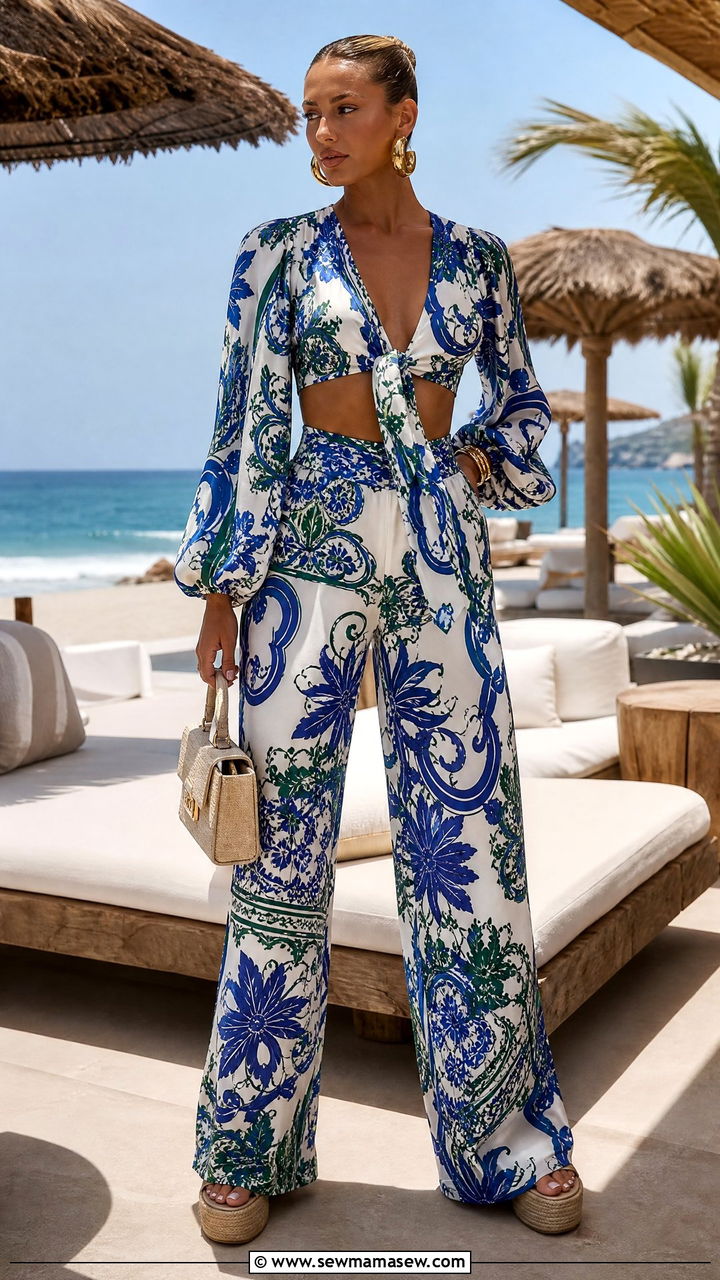 Printed matching co ord set with platform sandals Ibiza - 40 What to wear in Ibiza