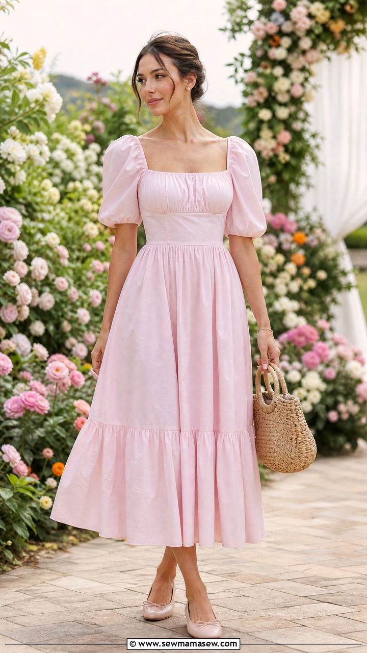 Puff Sleeve Sundress Outfit - 30 Feminine summer outfits