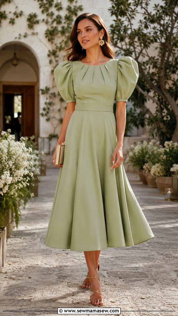 Puff sleeve dress with statement earrings spring outfit - 30 Spring outfits with dresses