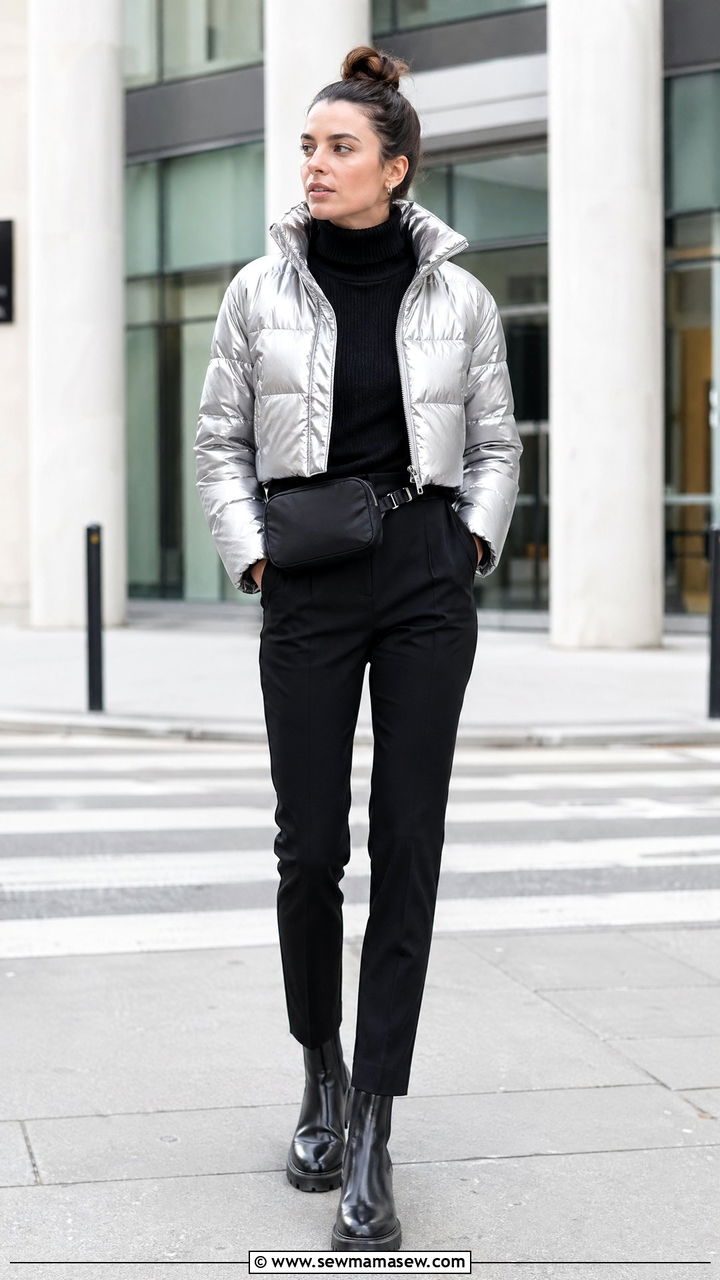 Puffer Jacket And Sleek Trousers - 35 Designer outfit ideas