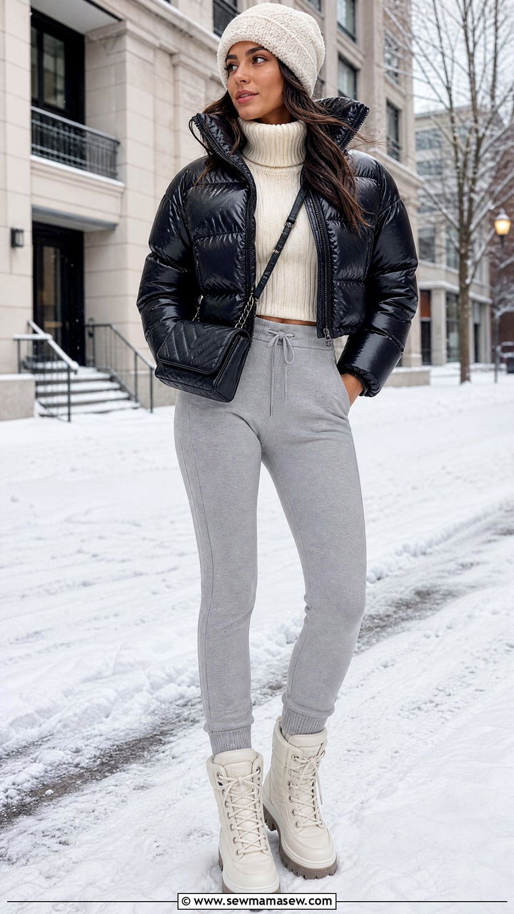 Puffer Jacket and Joggers Outfit - 30 streetwear outfits inspo