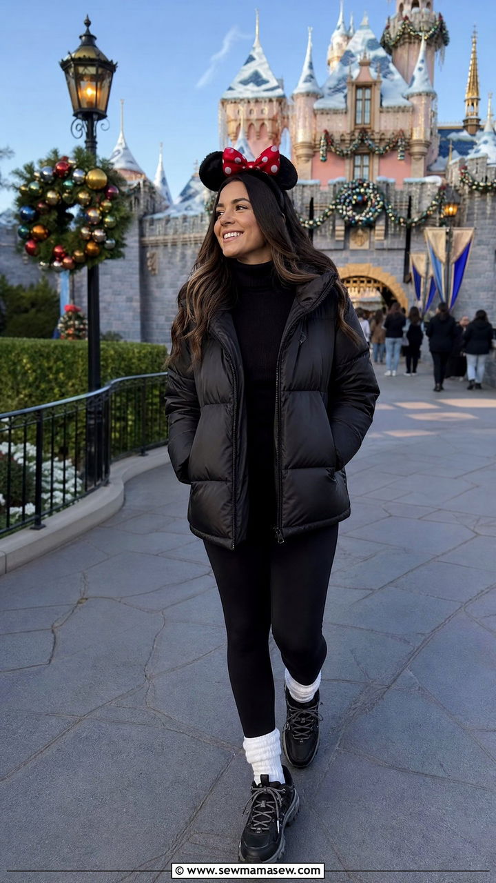Puffer Jacket and Leggings Winter Outfit - 40 What to wear in Disneyland