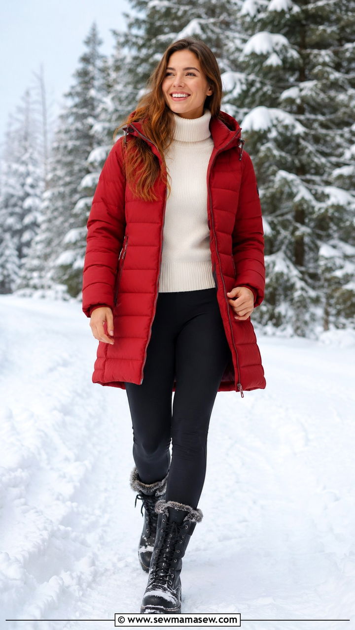 Puffer Jacket and Snow Boots Solo Photoshoot Outfit - 30 Solo photoshoot outfit ideas