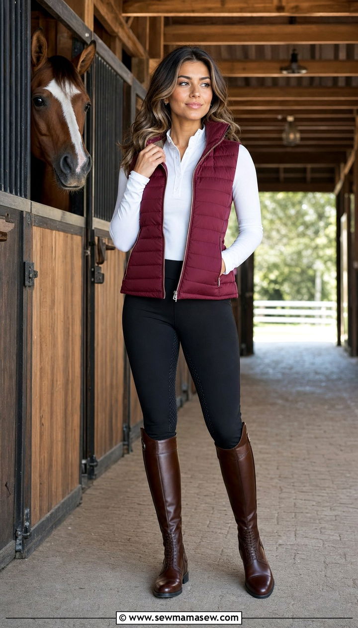 Puffer Vest And Equestrian Leggings Outfit - 25 Sporty chic outfit ideas equestrian