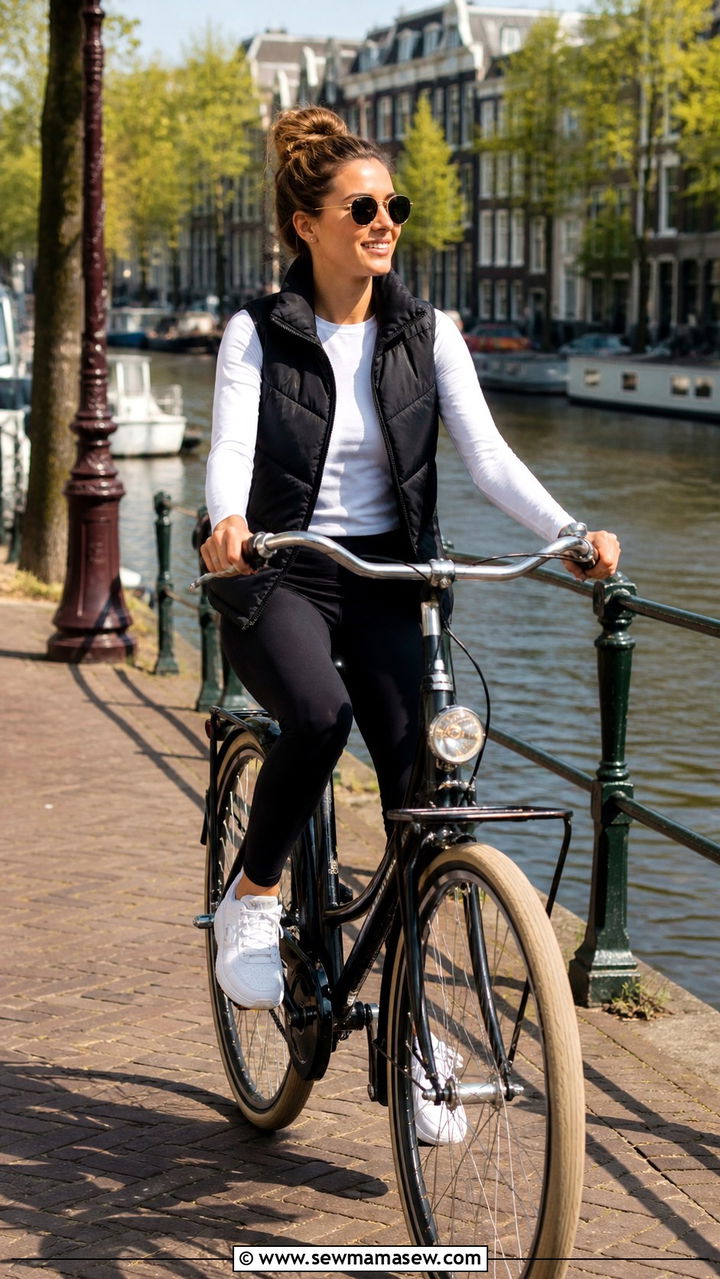 Puffer Vest With Long Sleeve Tee And Leggings - 40 What to wear in Amsterdam