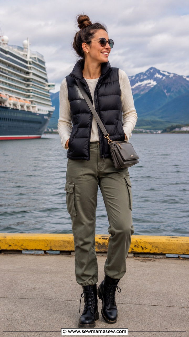 Puffer Vest and Cargo Pants Alaska Cruise Outfit - 25 Alaska cruise outfit ideas 2026