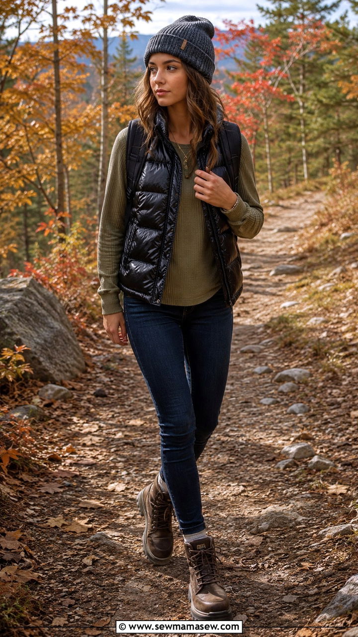 Puffer Vest and Long Sleeve Tee Outfit - 30 Trendy outfits for 14 year olds