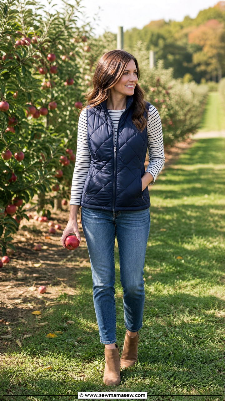 Puffer Vest and Long Sleeve Tee - 30 Cute outfits for moms