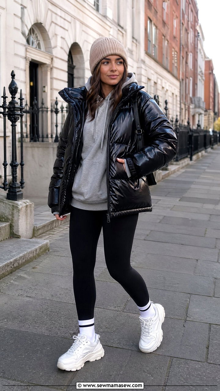 Puffer jacket and leggings Dublin outfit - 35 Dublin outfit ideas