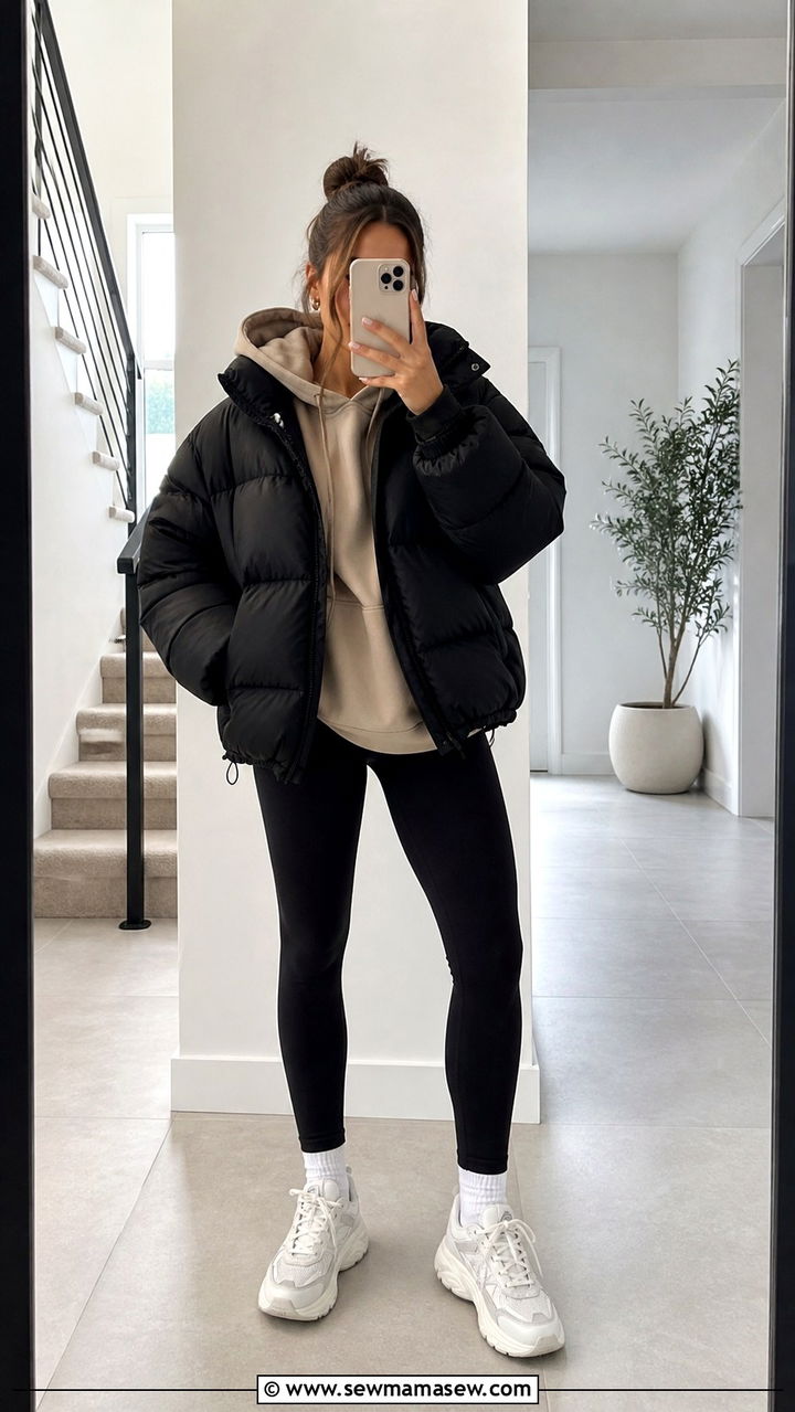 Puffer jacket with cargo pants and combat boots - 40 Puffer jacket outfit ideas