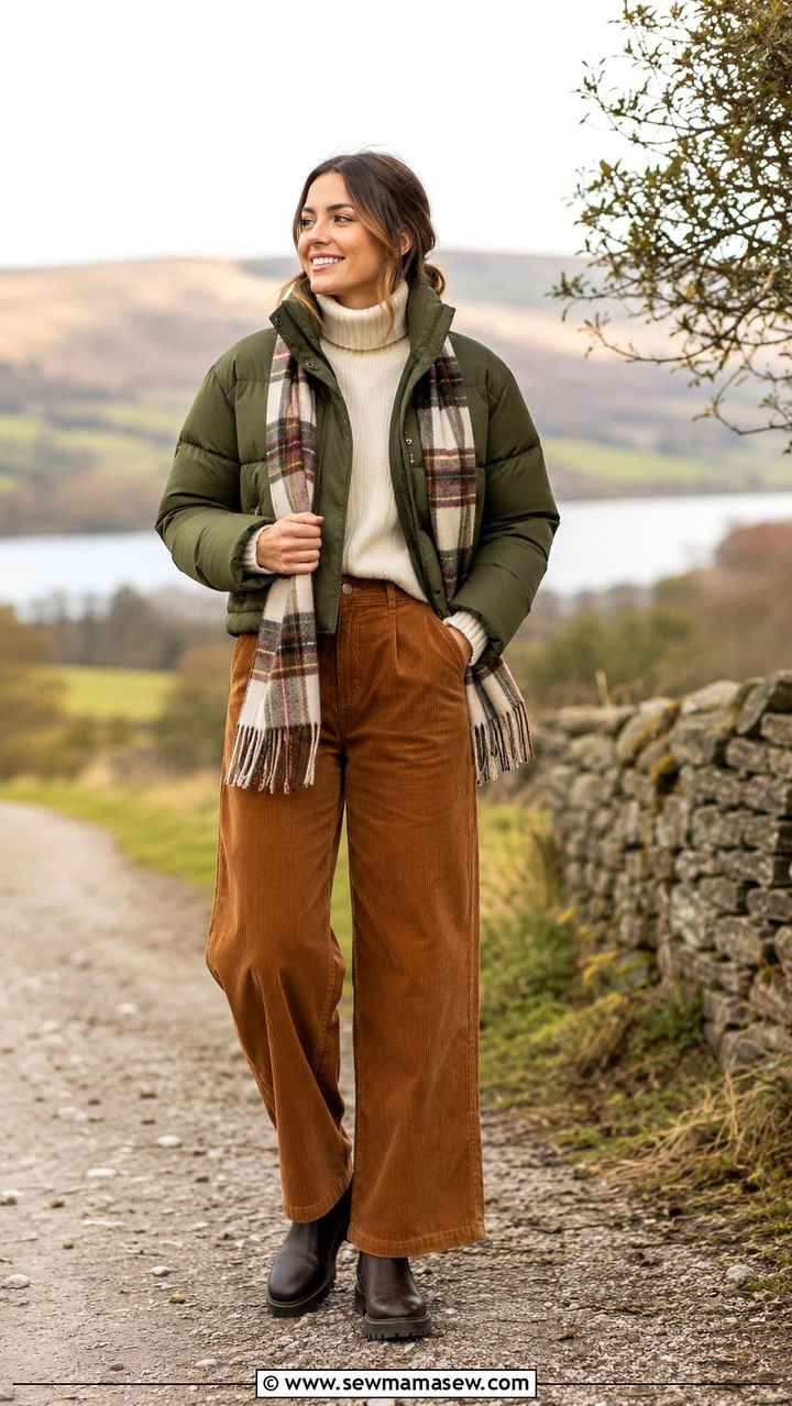 Puffer jacket with corduroy pants outfit - 30 How to style a puffer jacket