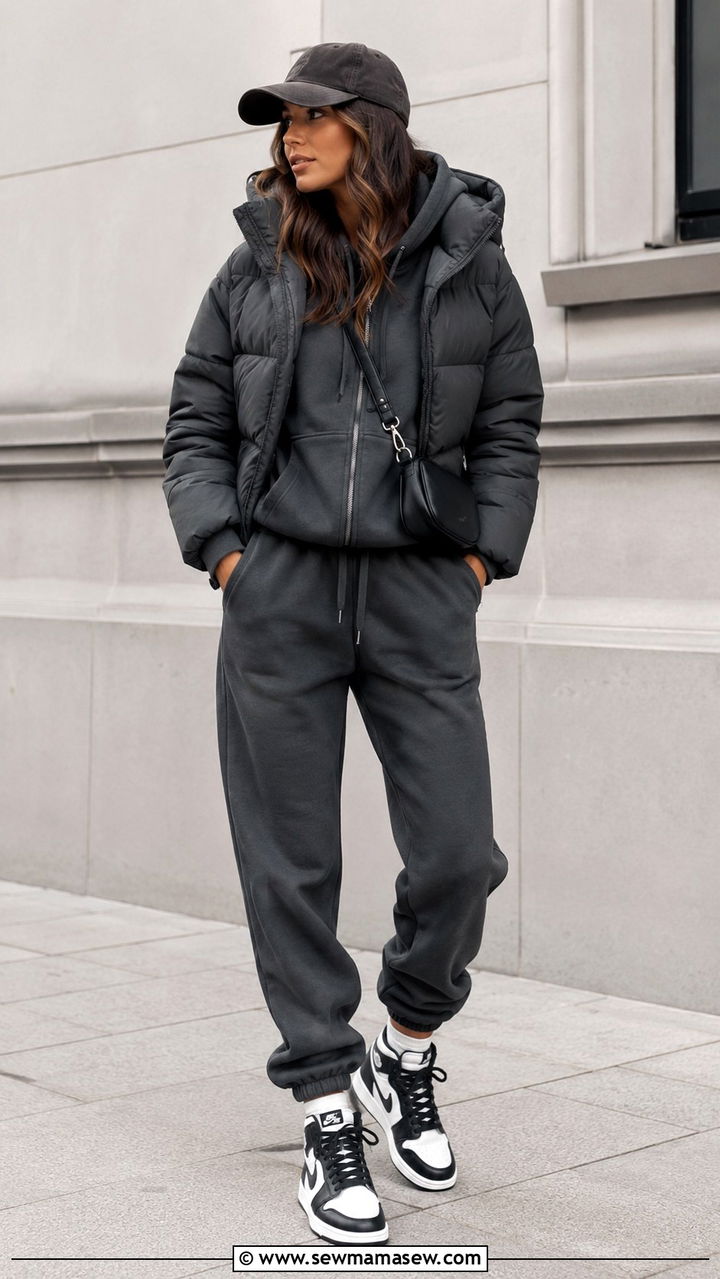 Puffer jacket with joggers outfit - 30 How to style a puffer jacket