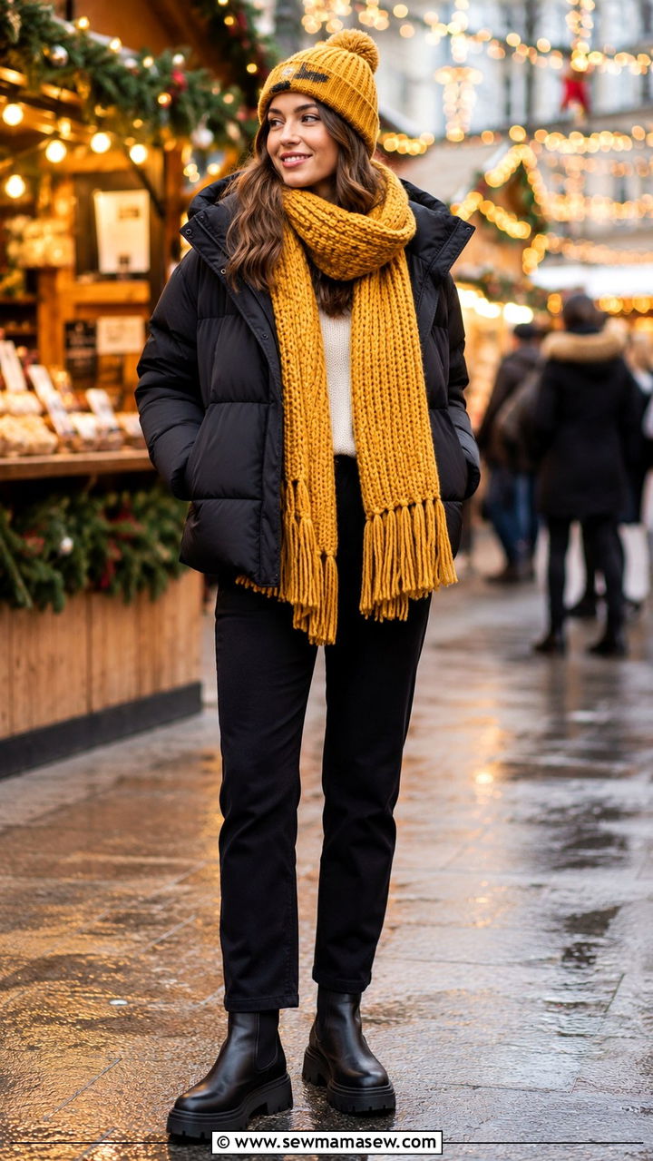 Puffer jacket with scarf and beanie outfit - 30 How to style a puffer jacket