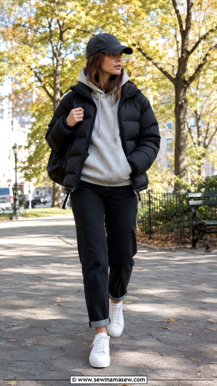 Puffer jacket with sneakers outfit - 30 How to style a puffer jacket