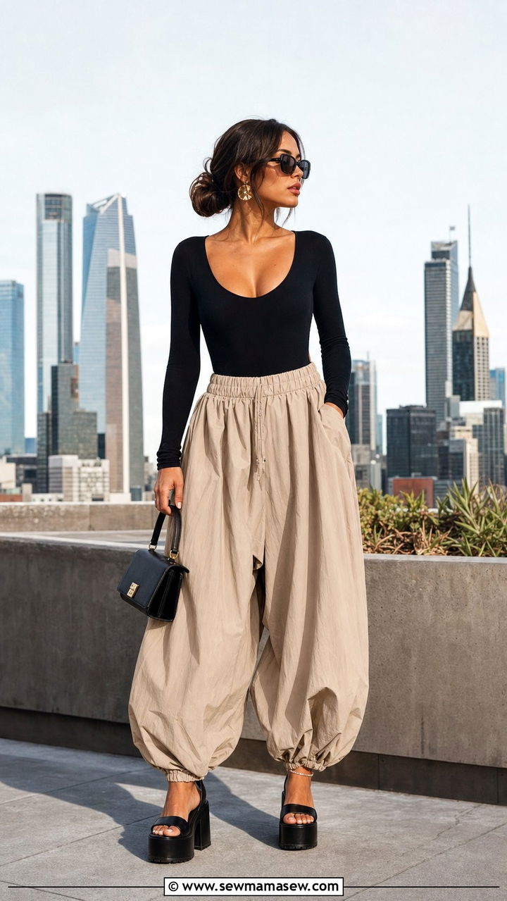 Puffy Pants and Fitted Bodysuit Outfit 2026 - 25 spring summer 2026 outfits casual