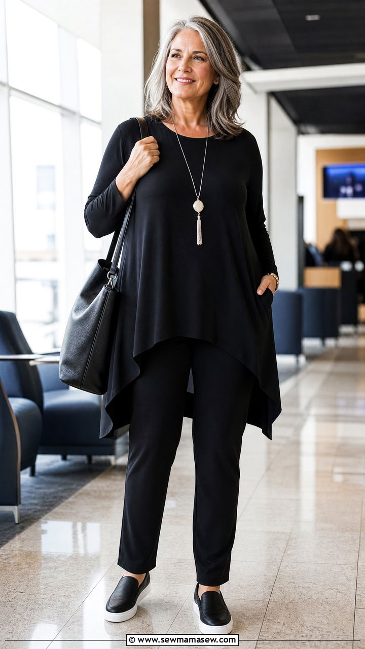 Pull On Ponte Pants With Tunic Top Outfit - 25 Midsize outfits for women over 60