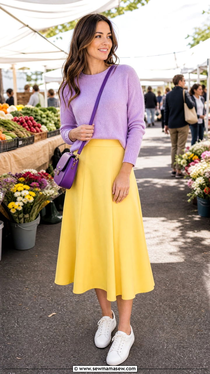 Purple And Yellow Color Block Outfit - 30 Color blocking outfit ideas