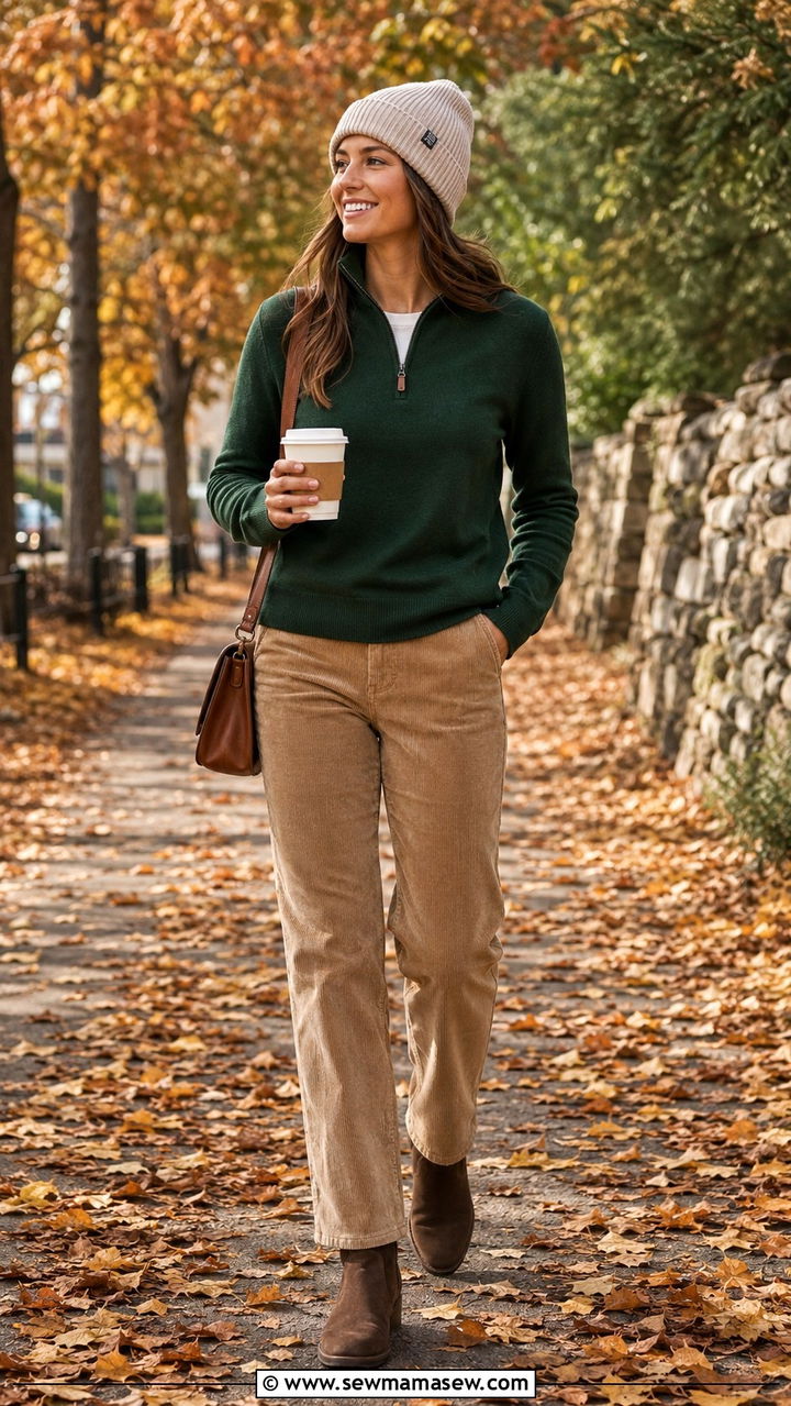 Quarter Zip And Corduroy Pants Preppy Outfit - 25 Quarter zip outfit ideas preppy