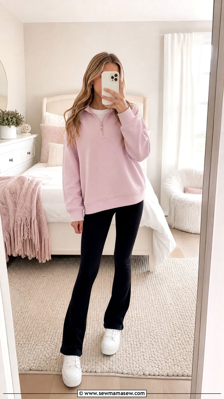 Quarter Zip And Leggings Preppy Tween Outfit - 30 Tween outfit ideas preppy