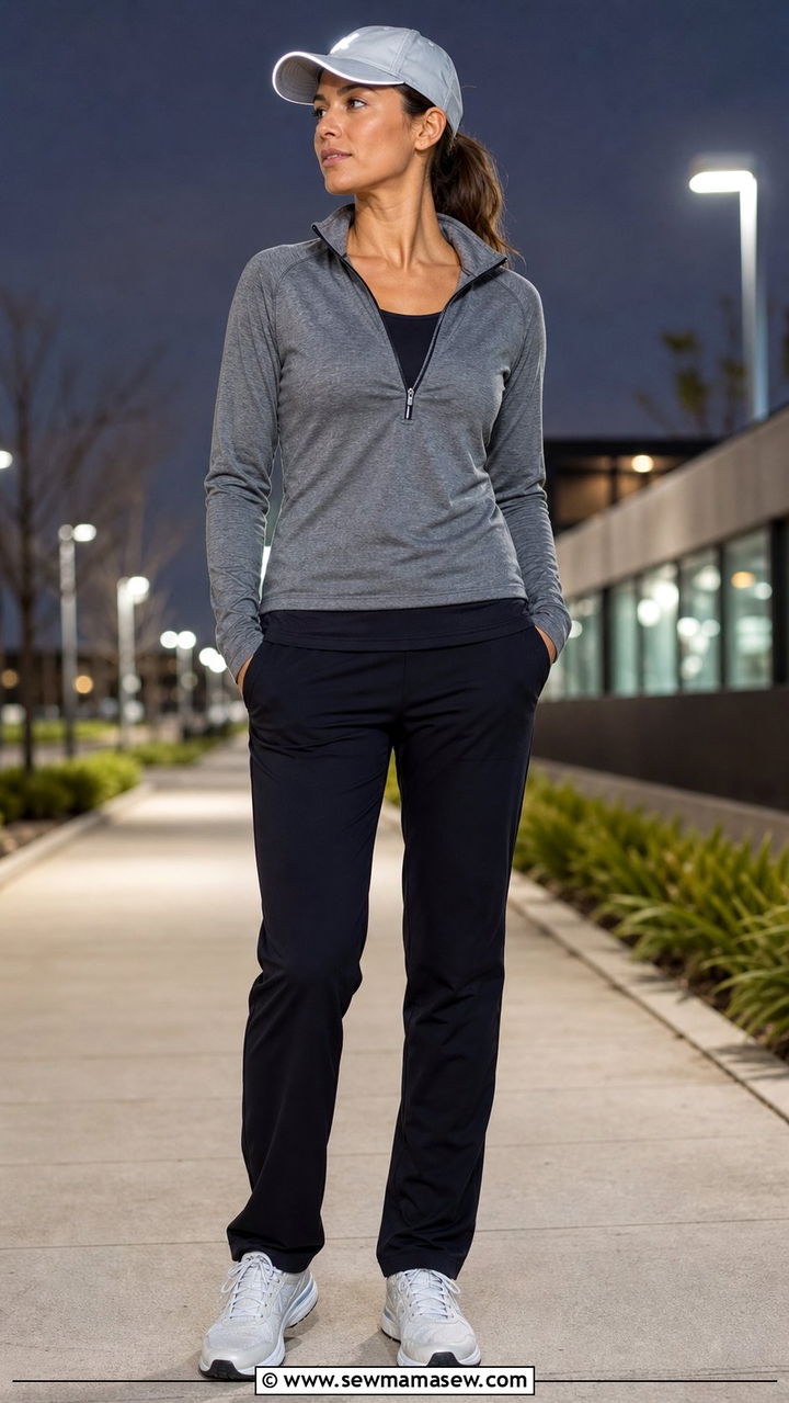 Quarter Zip Pullover and Running Pants Outfit - 25 Evening run outfit ideas