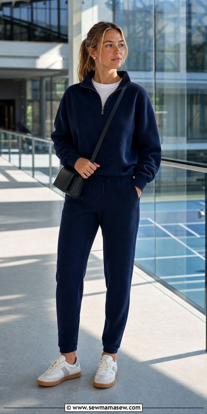 Quarter Zip Pullover with Joggers Outfit - 35 casual college outfits