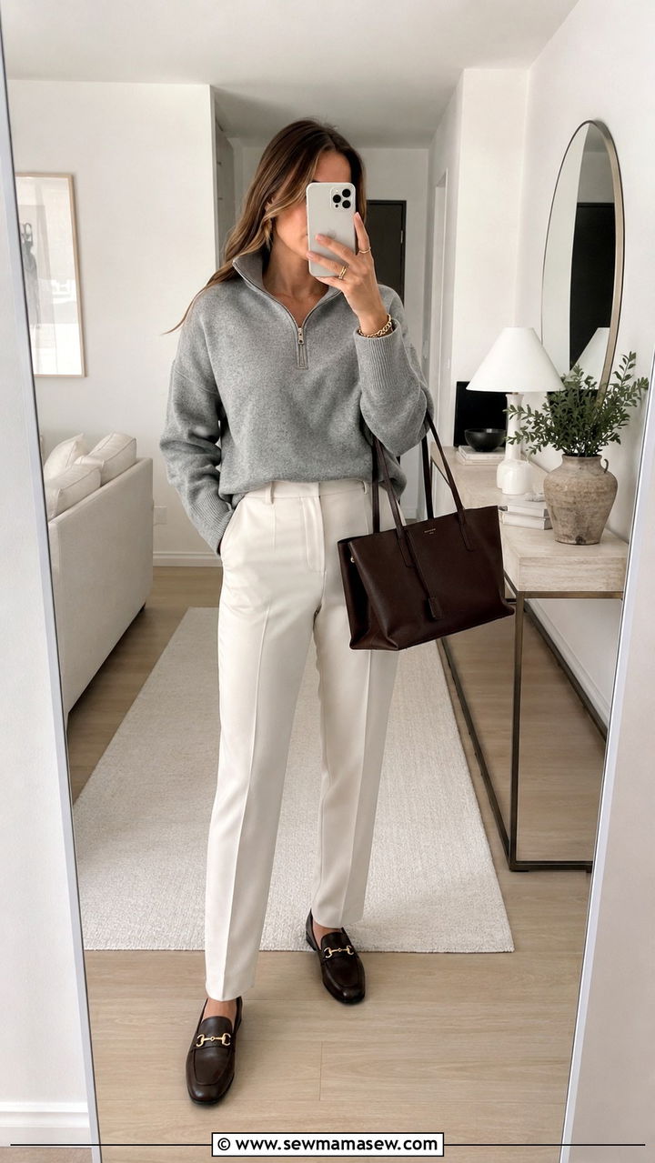 Quarter Zip With Tailored Trousers And Loafers - 25 Quarter zip outfit ideas preppy