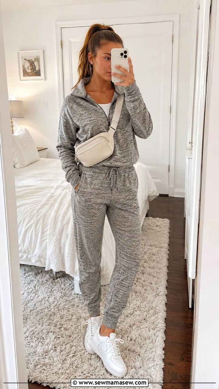 Quarter zip and jogger set - 30 Spring outfits for high school