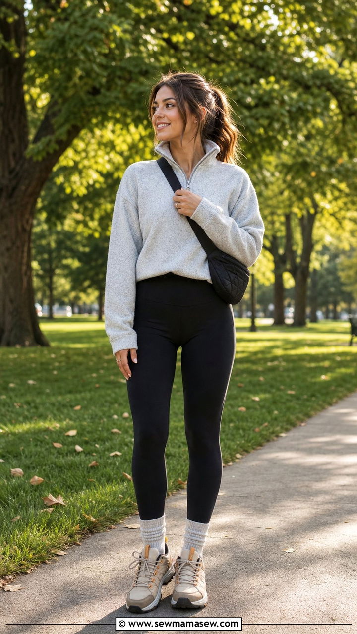 Quarter zip fleece with leggings - 25 errands outfits 2026
