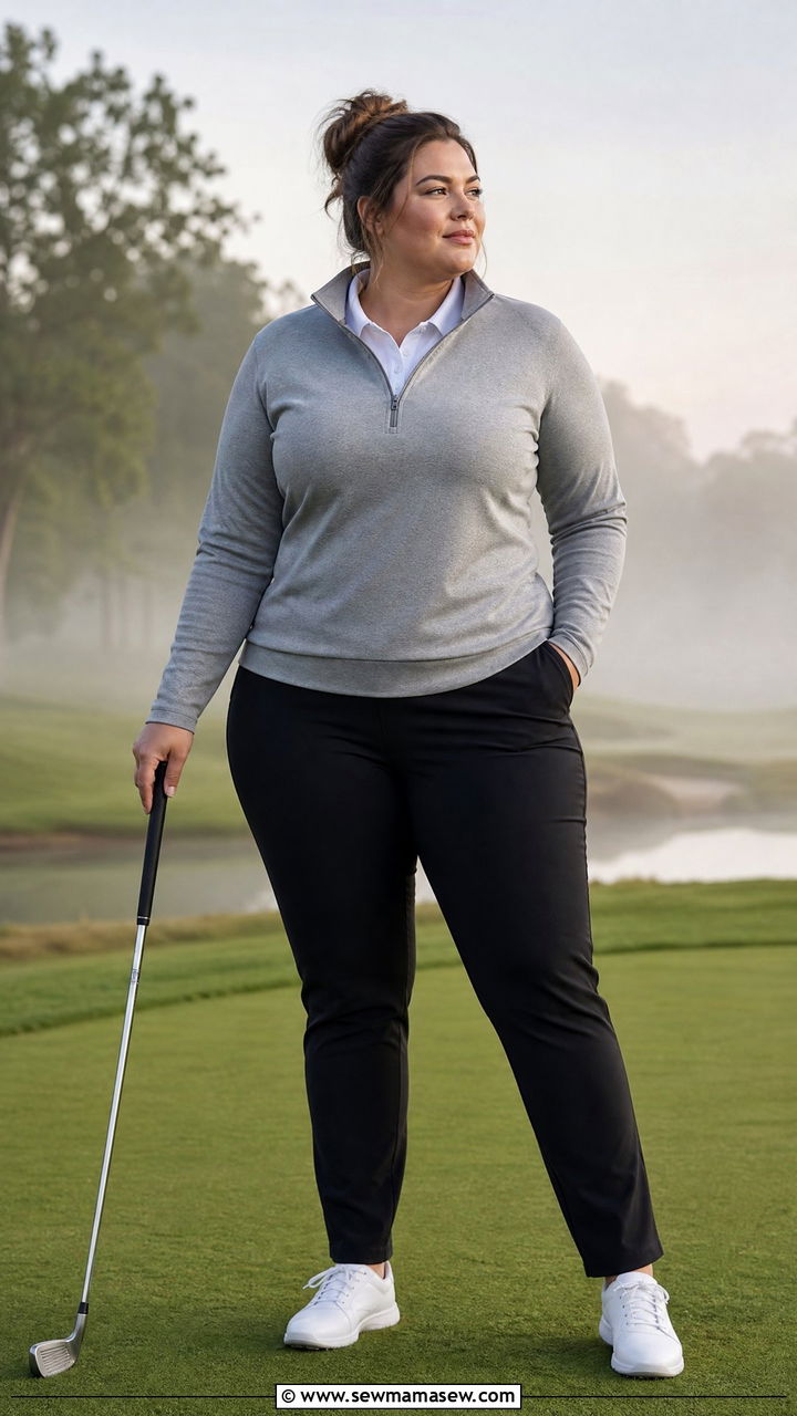 Quarter zip pullover and golf pants plus size - 25 Golf outfit ideas plus size