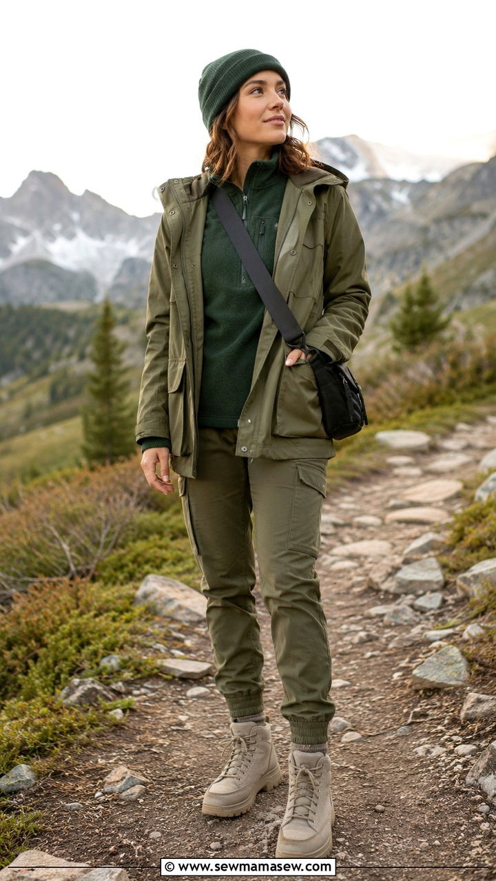 Quarter zip with a utility jacket and cargo joggers - 30 Quarter zip outfit ideas