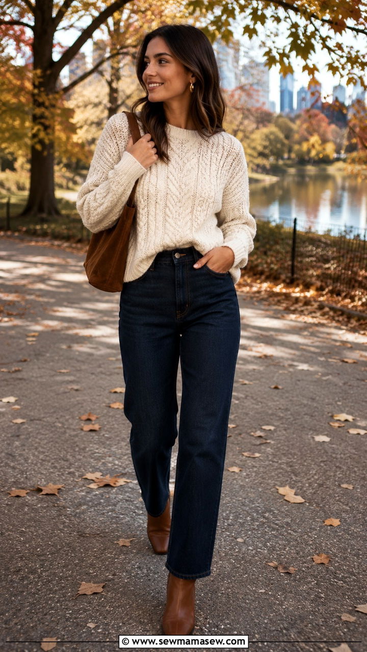 Quiet Luxury Amazon Cable Knit Sweater And Straight Leg Jeans Outfit - 25 Quiet luxury Amazon finds outfit ideas