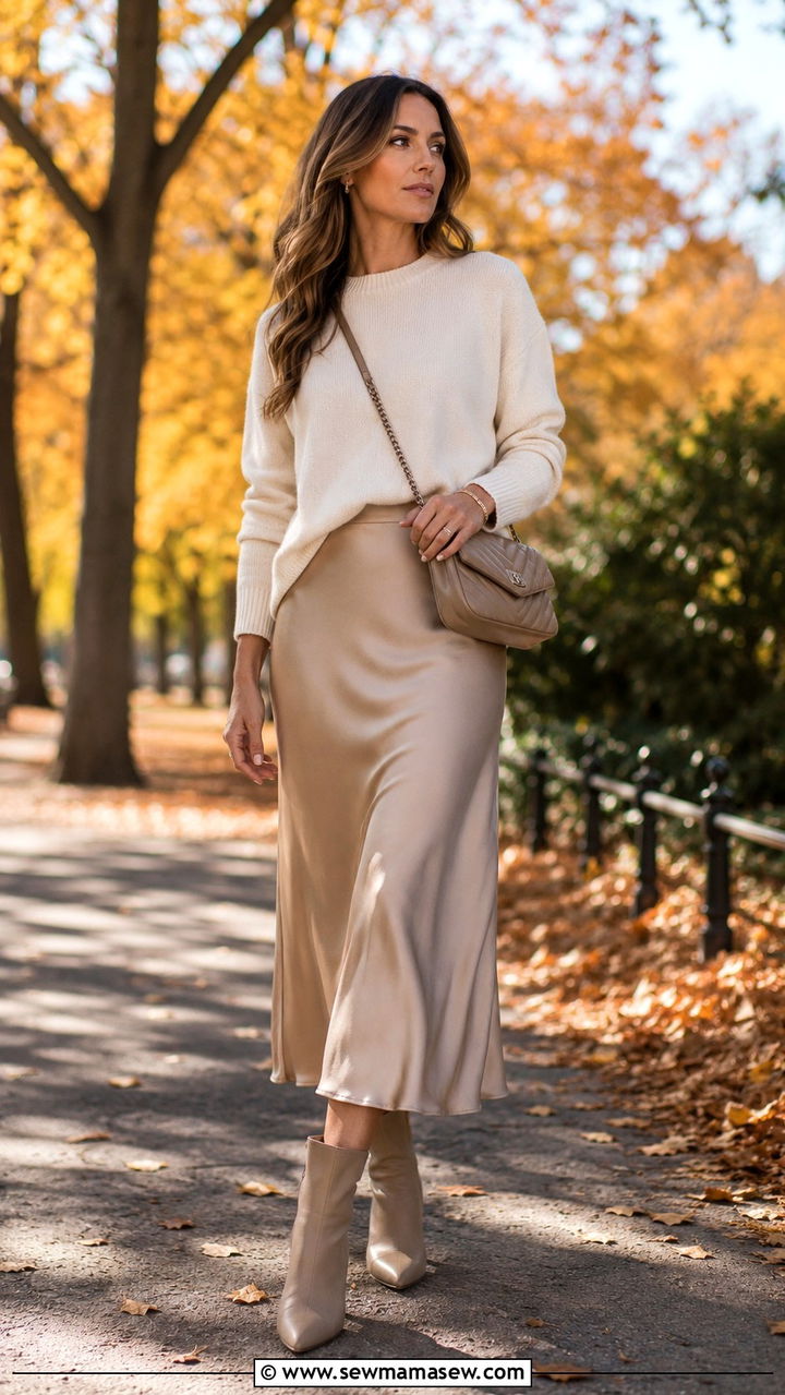 Quiet Luxury Amazon Cashmere Sweater And Satin Skirt Outfit - 25 Quiet luxury Amazon finds outfit ideas