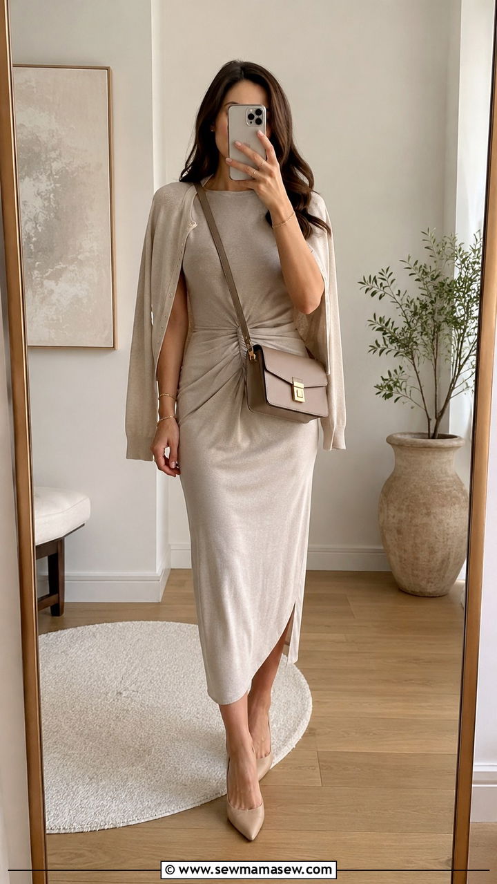 Quiet Luxury Amazon Monochrome Midi Dress Outfit - 25 Quiet luxury Amazon finds outfit ideas