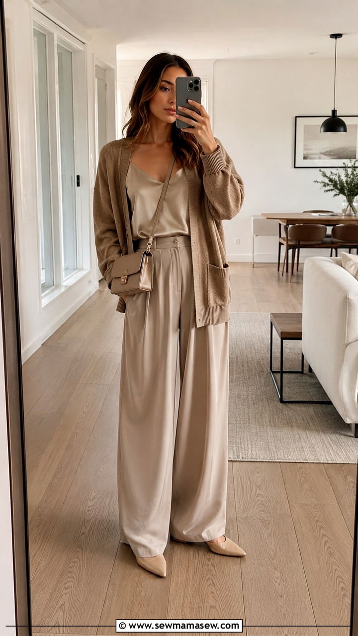 Quiet Luxury Amazon V Neck Cardigan And Satin Cami Outfit - 25 Quiet luxury Amazon finds outfit ideas