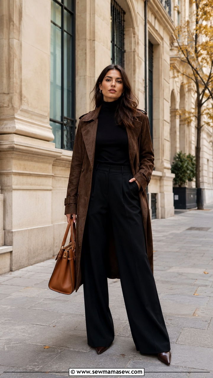 Quiet luxury black turtleneck and wide leg trousers outfit - 20 Quiet luxury outfit ideas Sofia Richie Grainge