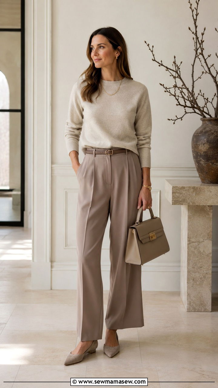 Quiet luxury neutral outfit - 30 spring to summer outfits aesthetic