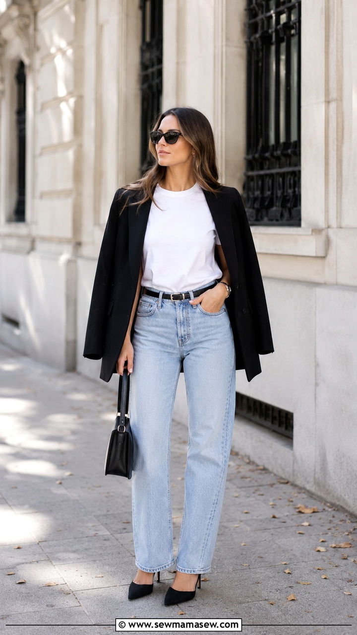 Quiet luxury white tee and straight leg jeans outfit - 20 Quiet luxury outfit ideas Sofia Richie Grainge