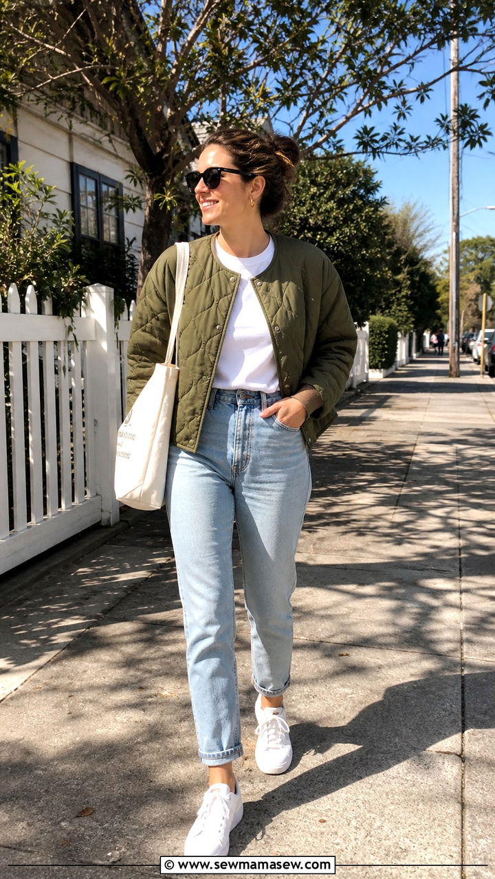 Quilted Coat Outfit With Mom Jeans - 40 Quilted coat outfit ideas