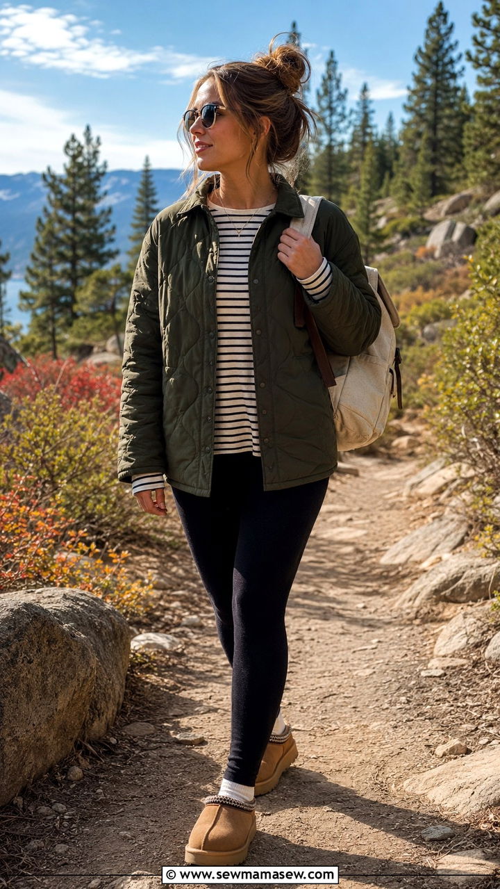 Quilted Jacket With Fleece Lined Leggings And Tasman Uggs - 25 Uggs and leggings outfit ideas