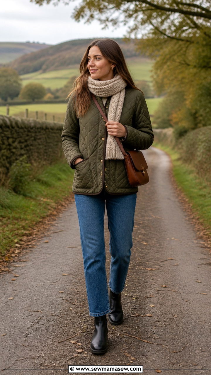 Quilted Jacket With Straight Leg Jeans And Chelsea Boots - 40 vacation outfits