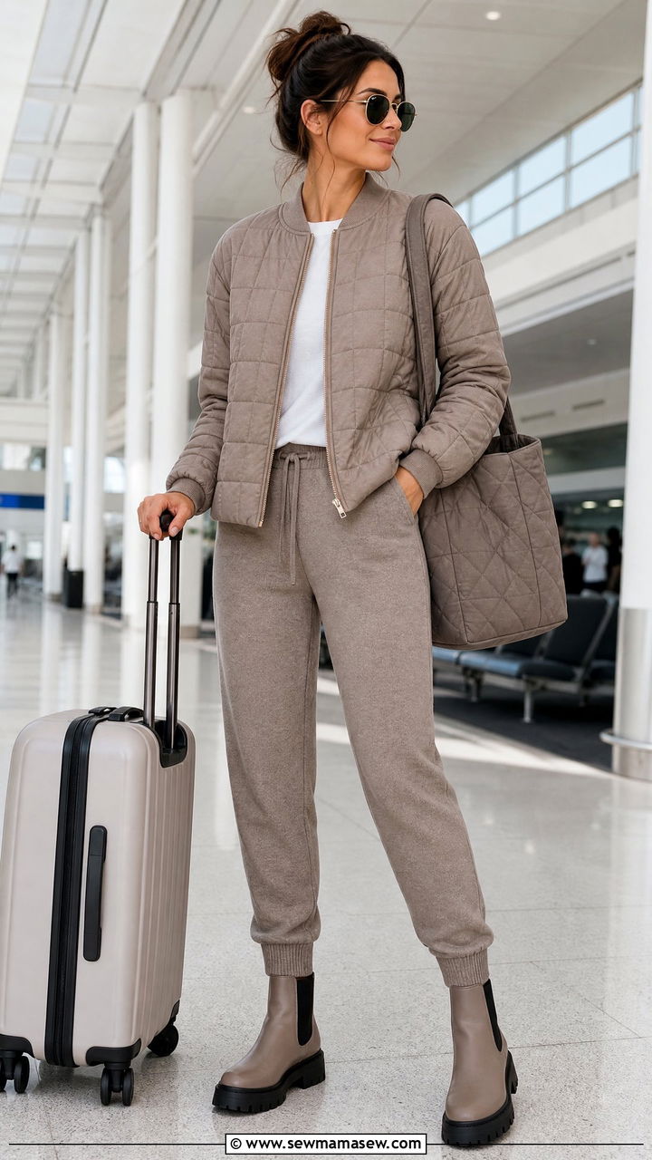 Quilted Jacket and Jogger Set Airport - 30 Coord set outfit ideas for airport