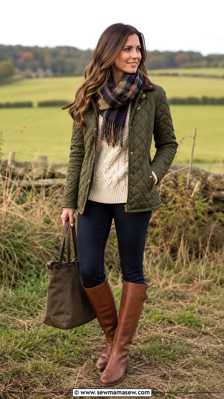 Quilted Jacket and Riding Boots Outfit - 25 Old money outfit ideas with riding boots