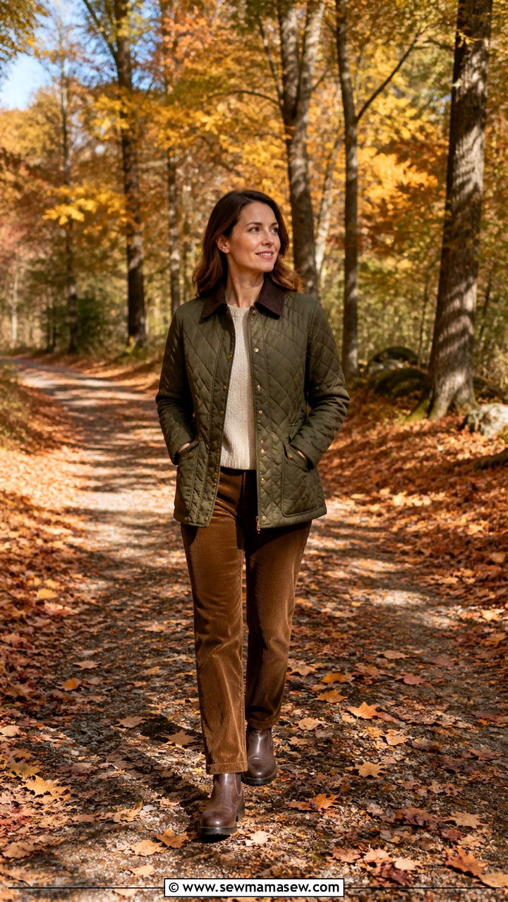 Quilted Jacket with Corduroy Pants and Chelsea Boots - 40 old money outfits ideas
