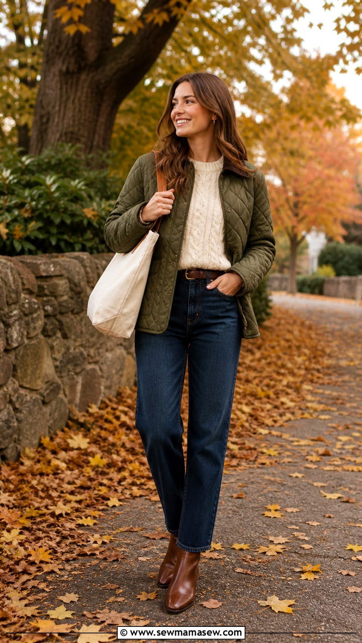 Quilted Jacket with Jeans Outfit - 40 Classic outfit ideas