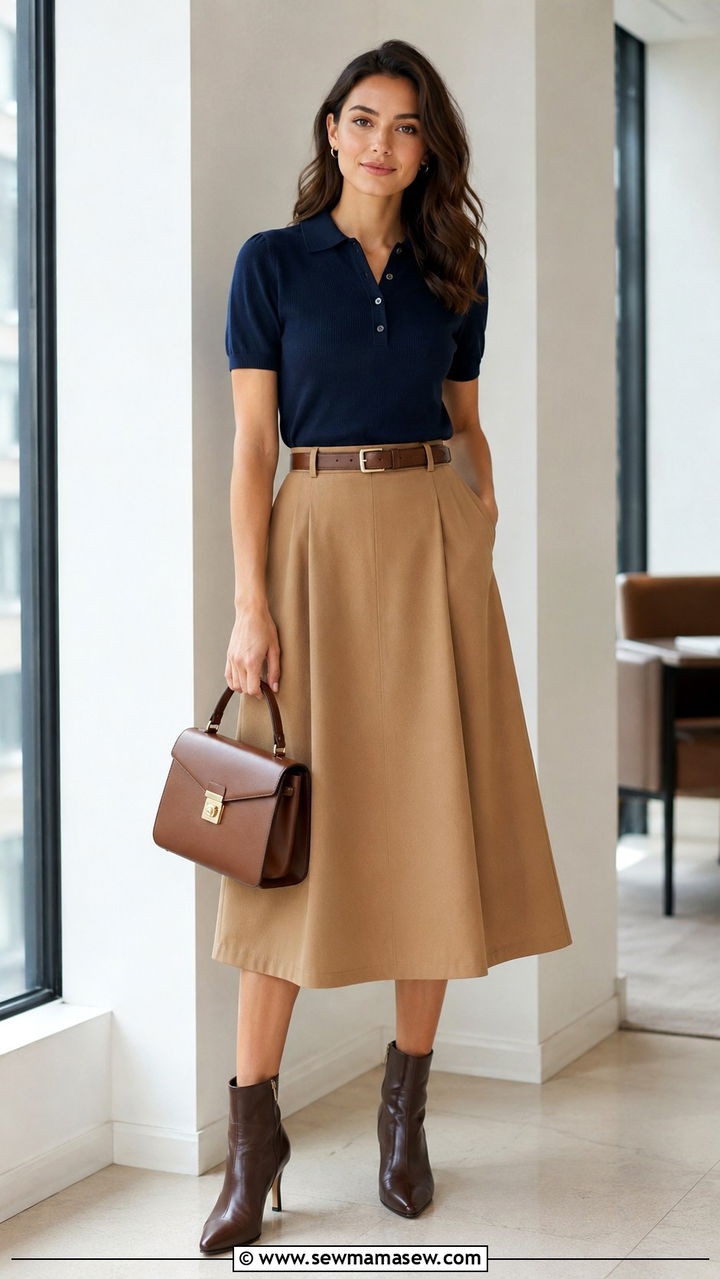 Quilted Lightweight Jacket With Straight Leg Trousers - 30 transitional office outfit ideas