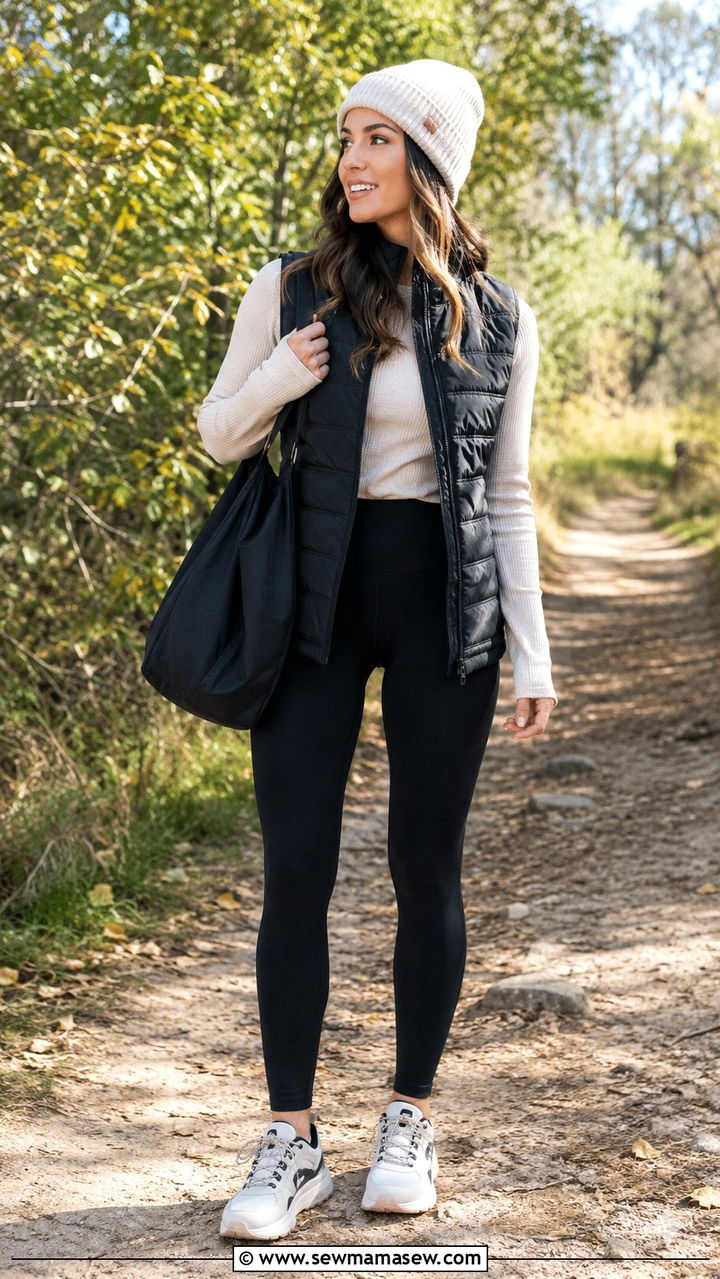 Quilted Vest With Leggings Outfit - 30 Loungewear outfit ideas errands