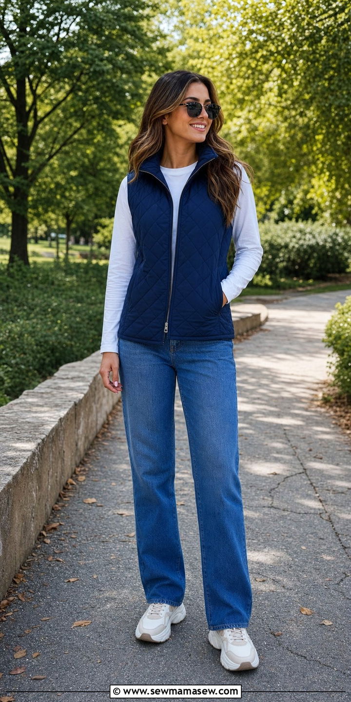 Quilted Vest with Long Sleeve Tee - 25 Early March outfit ideas
