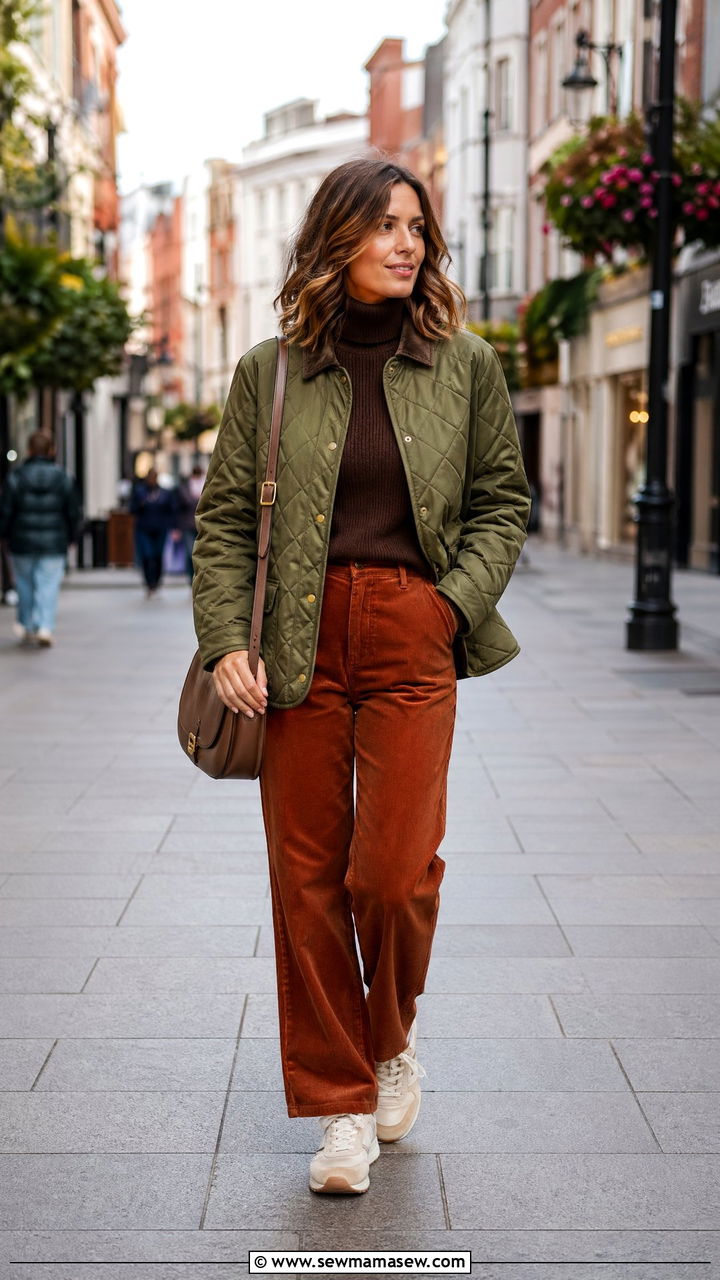 Quilted jacket and corduroy trousers Dublin outfit - 35 Dublin outfit ideas